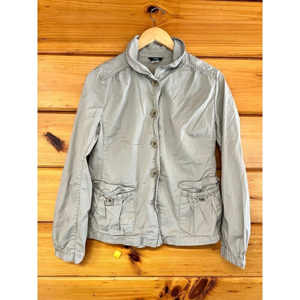 J. CREW Cotton Blend Full Button Beige Field Safari Jacket Women's Size 8